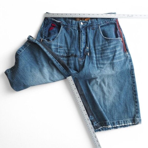 Arme Welcome to the Hood "Victory" Vintage Streetwear Denim Shorts Men's 36 RARE - Picture 11 of 12